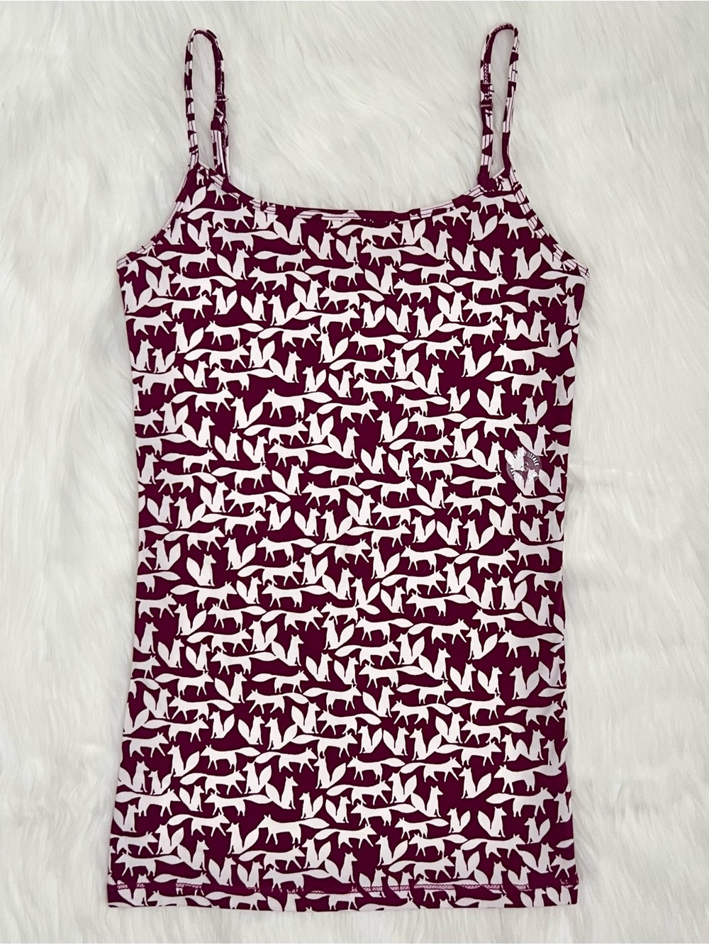 NWT Aeropostale Burgundy & White Fox Print Cami Top